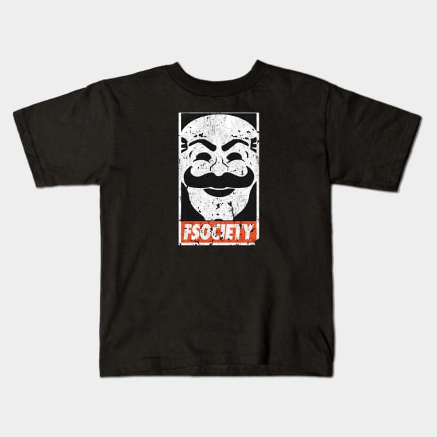 fsociety - Vintage Kids T-Shirt by JCD666